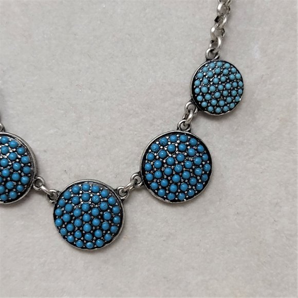 Fun Silver Tone Turquoise Choker Necklace - Picture 3 of 9